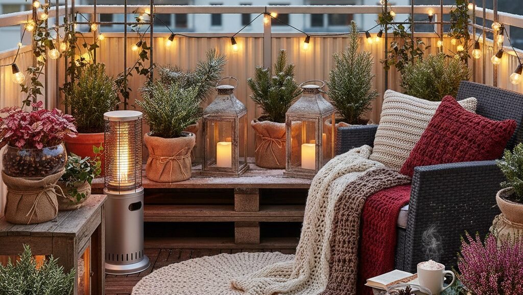 zimowa dekoracja tarasu i balkonu