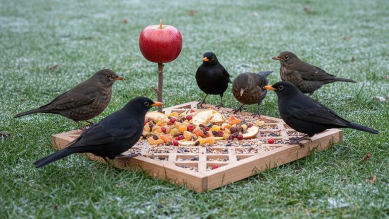 Karmnik naziemny, kosy, zimowe dokarmianie ptaków