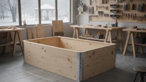 podwyższone grządki, Skrzynie uprawowe z drewna, zimowy warsztat, impregnacja drewna w warzywniku