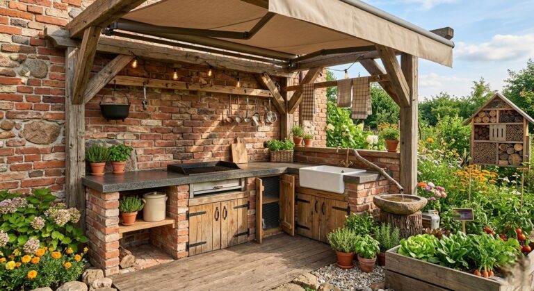 kuchnia ogrodowa w stylu rustykalnym