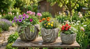 doniczki z cementu i starych ręczników